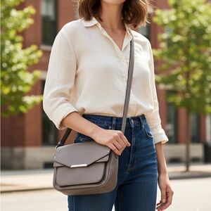 COACH Taylor Taupe Mini Leather Crossbody Bag